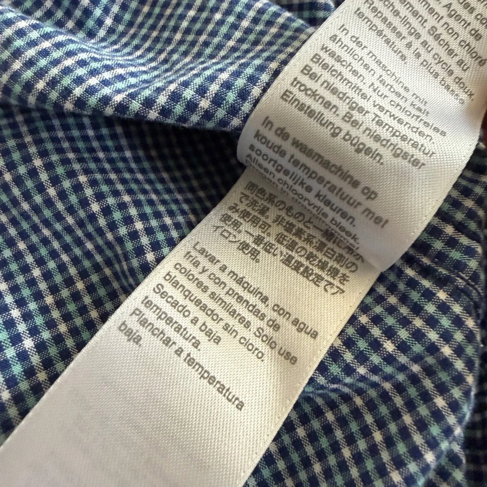J.Crew Mens XL Slim Untucked Flex Washed Gingham Button Down‎ Shirt AL861 Blue